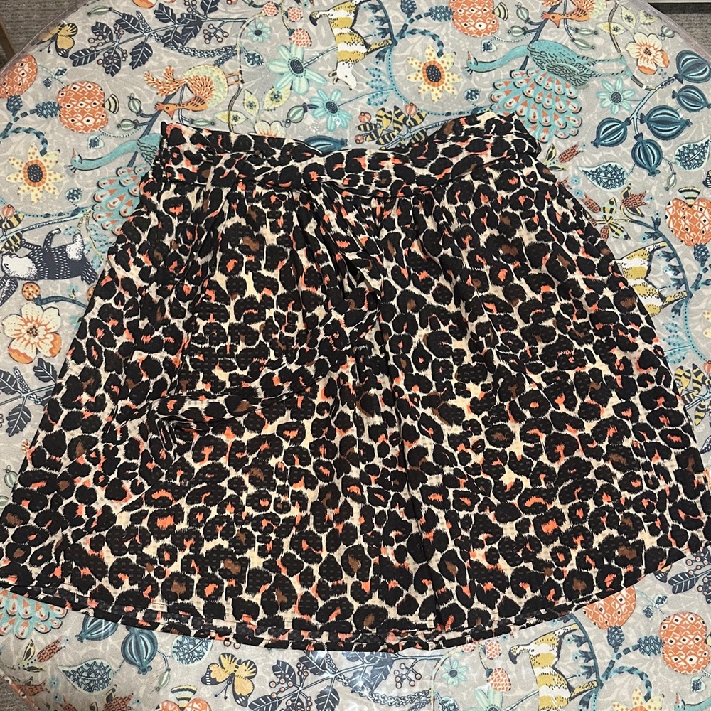 Who What Wear Black and Tan Leopard A-Line Skirt